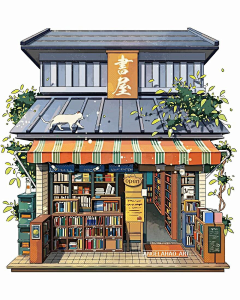 木宝本宝采集到门面店铺插画