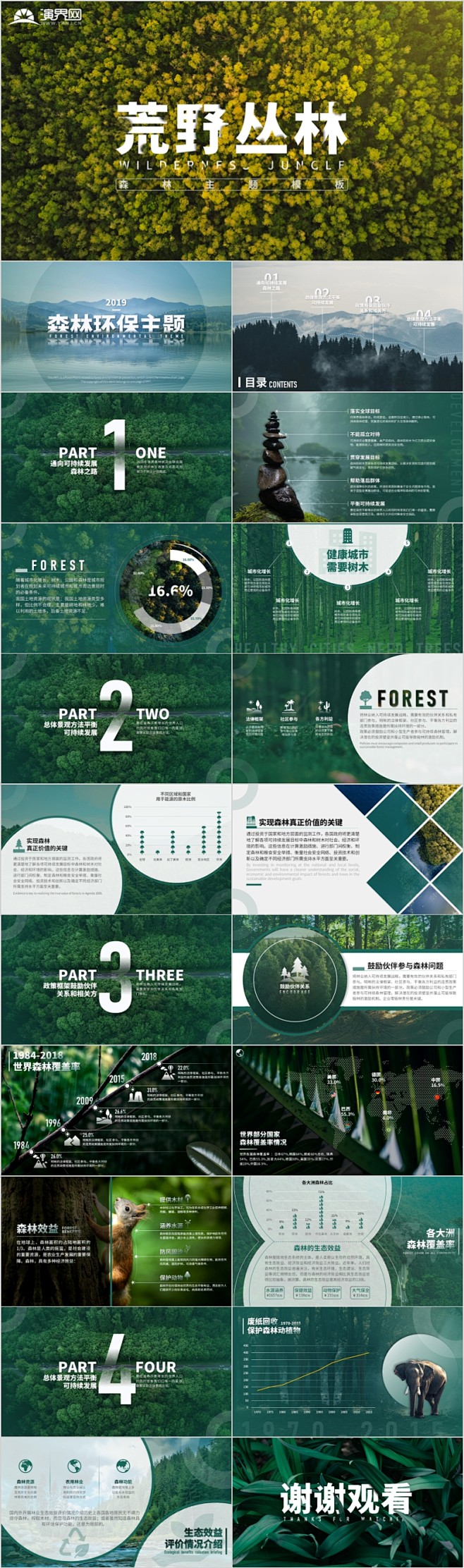 绿色大气简约森林环保PPT模板