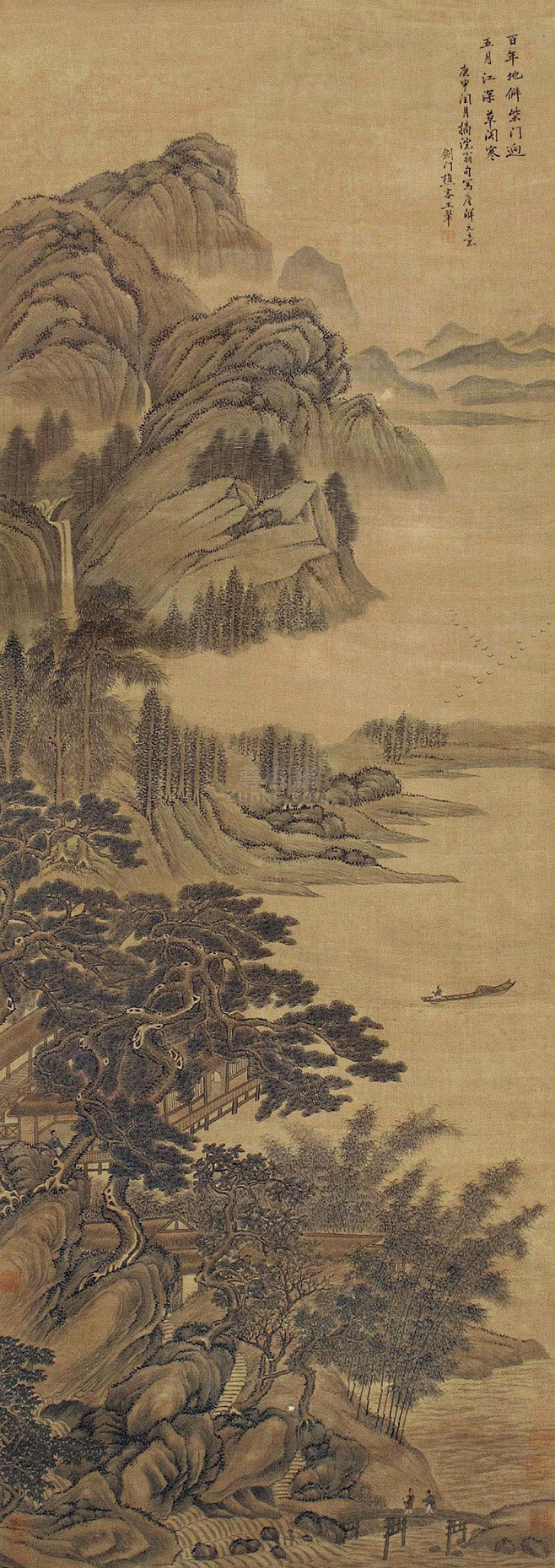 王翚——《清溪山居（江深草阁）》【百年地...