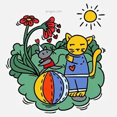 手绘卡通可爱梦幻童话猫和老鼠图片大小3000x3000px 图片尺寸1.22 MB 来自PNG搜索网 pngss.com 免费免扣png素材下载！草地#儿童故事#花朵#卡通#卡通手绘#可爱#猫和老鼠#梦幻#免抠#皮球#矢量#手绘#树叶#