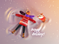 Happy Holidays! octane dog christmas render character illustration 3d