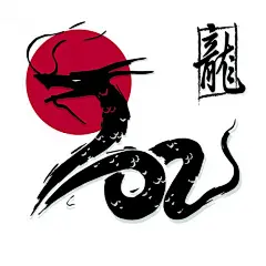 日式神龙手绘中国龙插画矢量图设计素材