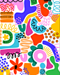 This may contain: an abstract painting with different colors and shapes