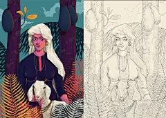 手绘精美插画草稿对比 ​ ​​​​