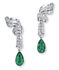 Lot 1732 – A PAIR OF EMERALD AND DIAMOND EAR PENDANTS, BY VAN CLEEF 