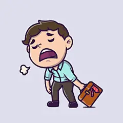 疲倦的上班族手绘卡通矢量插画矢量图素材