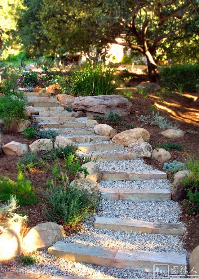 美国圣塔芭芭拉某花园台阶景观设计 - 景...