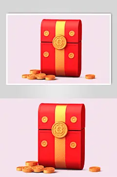 AI数字艺术中国风新年春节立体红包元素