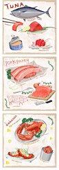 手绘龙虾蔬菜水果牛排小龙虾肉类美食海鲜风格插画PSD分层素材-淘宝网