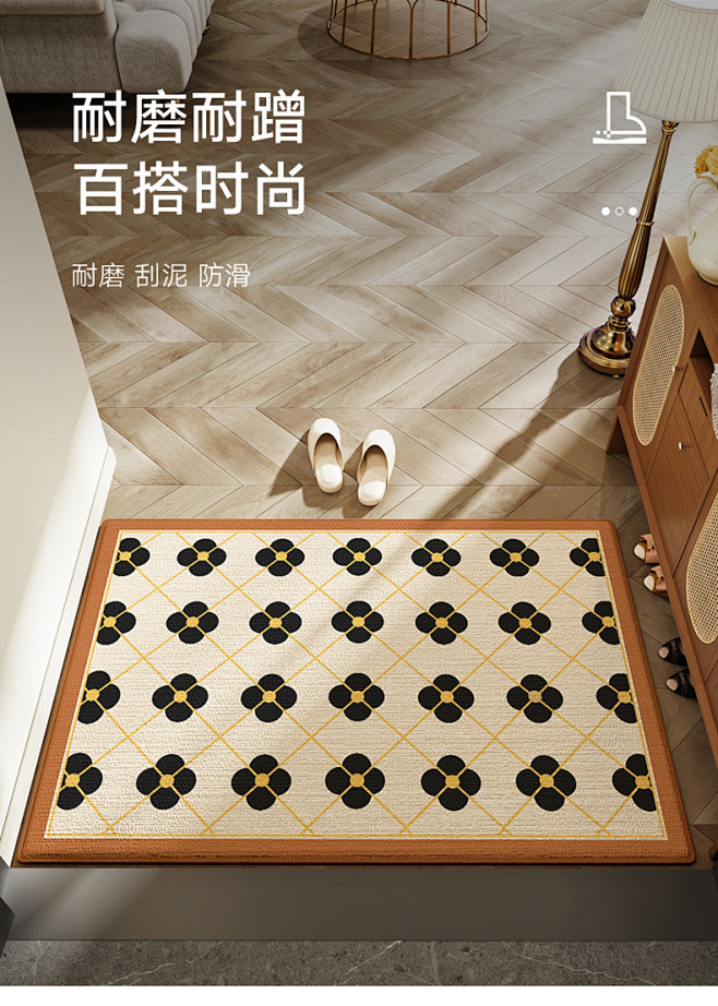 Q秋实 奢华 经典复古 黑色四叶草 线条...