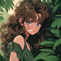 『Midjourney』头像｜旧漫夏日树荫女孩003