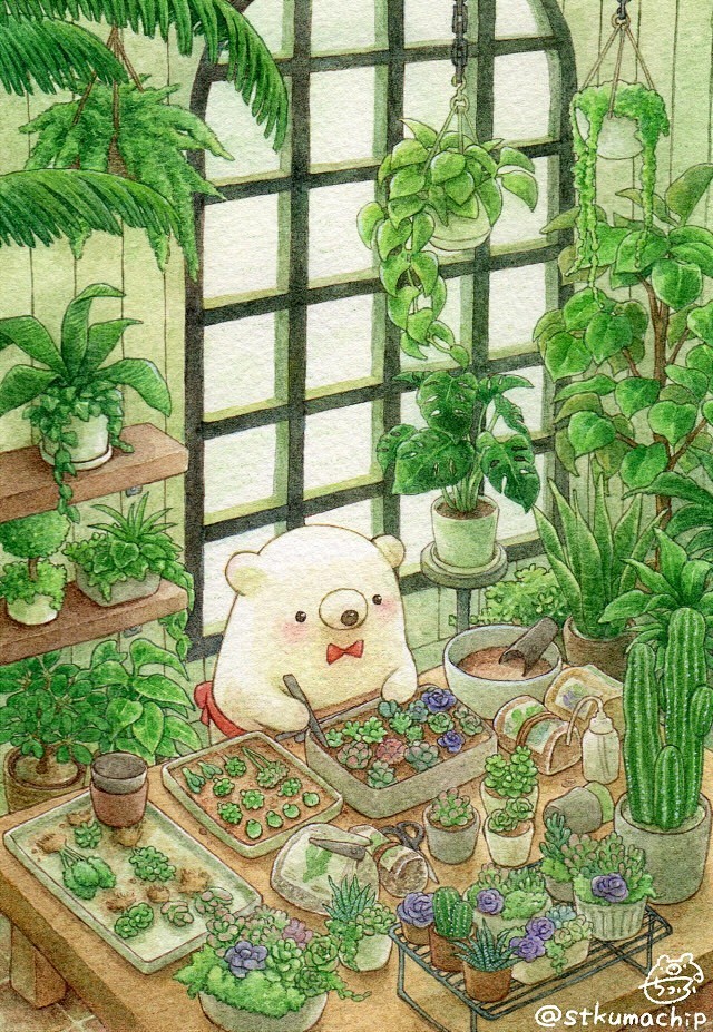 大家好，我叫ちっぷ。喜欢用透明水彩画小熊...