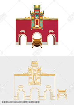 长沙火宫殿矢量素材线描鼎手绘