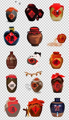 中国传统酒坛瓦罐酿酒素材