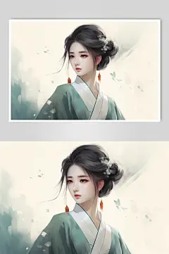 AI数字艺术新中式中国风美女人物插画-众图网