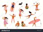 Big set of happy people on the beach sunbathing playing volleyball. Hand drawn vector illustration. Isolated objects on white background. Flat style design. Concept element summer poster banner.__正版图片_视频_字体_音乐素材交易平台_旗下品牌