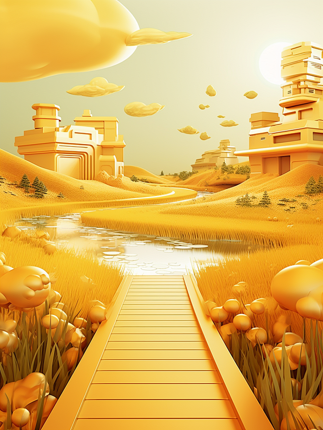 秋季卡通c4d背景 (2)