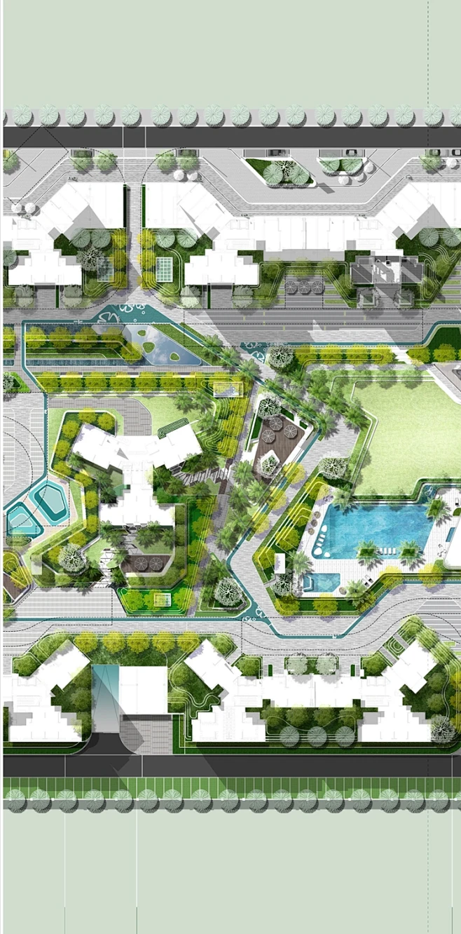 2023小清新大区景观彩平图ps素材现代居住区折线景观彩平psd素材-花瓣网