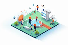 扁平风体育场操场运动插画