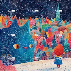 猫生活插画，抽象巨猫，异想天开的海报