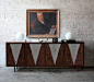 Custom Credenza - Buffet - Record Cabinet - Antiqued Mirror and Walnut burl