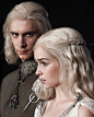 Photo shared by @westerosies on January 11, 2025 tagging @emilia_clarke, and @mrharrylloyd. May be an image of 2 people, costume and text.