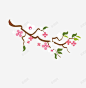 手绘开的鲜艳的樱花 创意素材