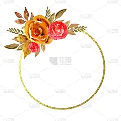 黄色玫瑰花束，手绘水彩，独立，白色背景。设计元素婚礼请柬，波西米亚风格，标志，贺卡