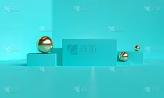 极简原始的蓝色几何抽象背景，时尚时尚的插画裙台，站，展示在粉彩优质产品。3 d渲染。