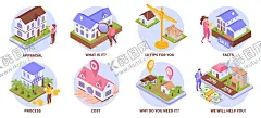 房屋交易插画 【酷图网】房产,楼市,房屋交易,房产交易,立体房屋,卡通房屋,3D房子,3D房屋,房屋检查,