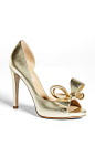 Valentino Metallic Gold Bow Pump