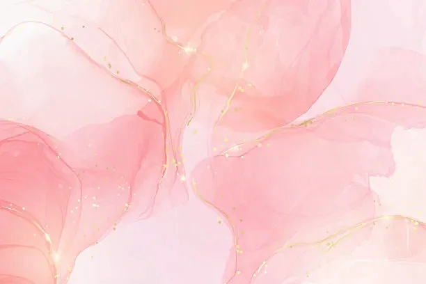 玫瑰粉色液体水彩背景与金色图片下载