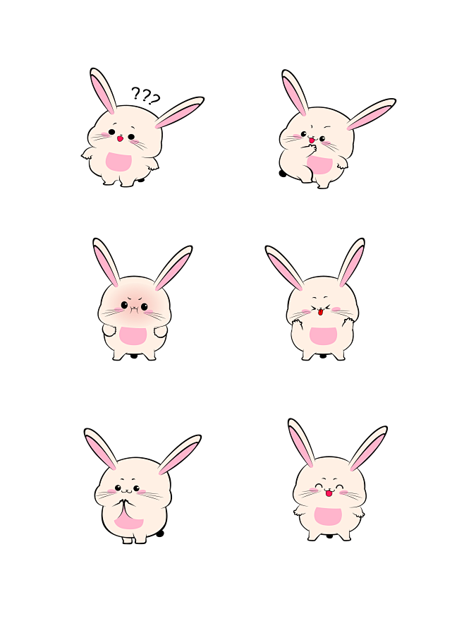 卡通可爱兔子表情元素