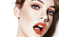 women Barbara Palvin gray eyes faces lip gloss