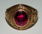 10 kt. gold Masonic ring with red stone