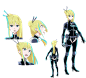 ninja slayer nancy lee official art transparent background 1girl ass blonde blue eyes bodysuit braid breasts full body hair bun hair ornament hair stick high heels large breasts long hair open mouth shoes solo tied hair