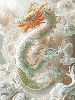 大美国风中国龙青龙图腾／2024龙年壁纸