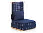 High-back fabric armchair