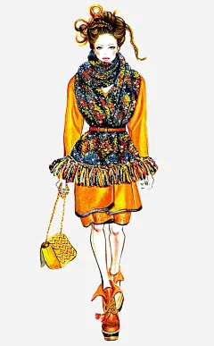 民族风时尚模特高清素材 卡通 女生 手绘 插画 时尚 模特 民族风 免抠png 设计图片 免费下载