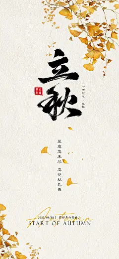 海报 地产 二十四节气 立秋 树叶