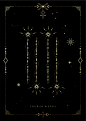 神秘魔法魔术花卉手势月亮太阳金箔透明免抠PNG图案卡片海报素材 (44)