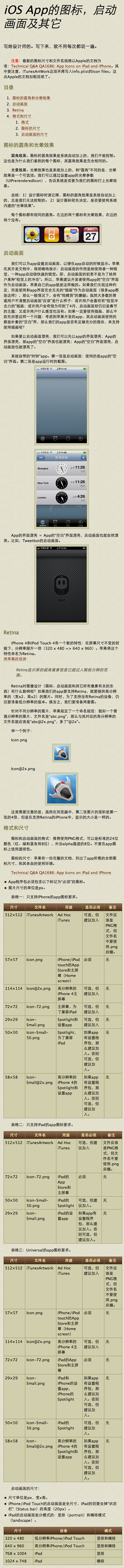 » iOS App的图标，启动画面及其它...