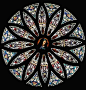 玫瑰窗（The rose window）| 也称玫瑰花窗，为哥特式建筑的特色之一，指中世纪教堂正门上方的大圆形窗，内呈放射状，镶嵌着美丽的彩绘玻璃，因为玫瑰花形而得名。@北坤人素材