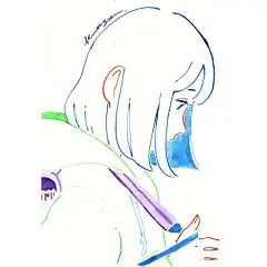 くまそ?う：偏爱少女风，柔和的线条勾勒出女孩的面庞，色彩点睛，风格清新唯美。