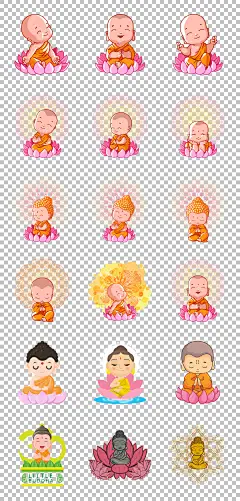 手绘卡通创意小佛祖免抠png素材