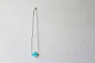 Sheer Aqua Geometric Diamond Shape Bead Necklace一点点蓝~干净 透明