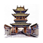台湾李乾朗《穿墙透壁--剖视中国经典古建筑》一书的部分彩页 
  —— 平遥市楼