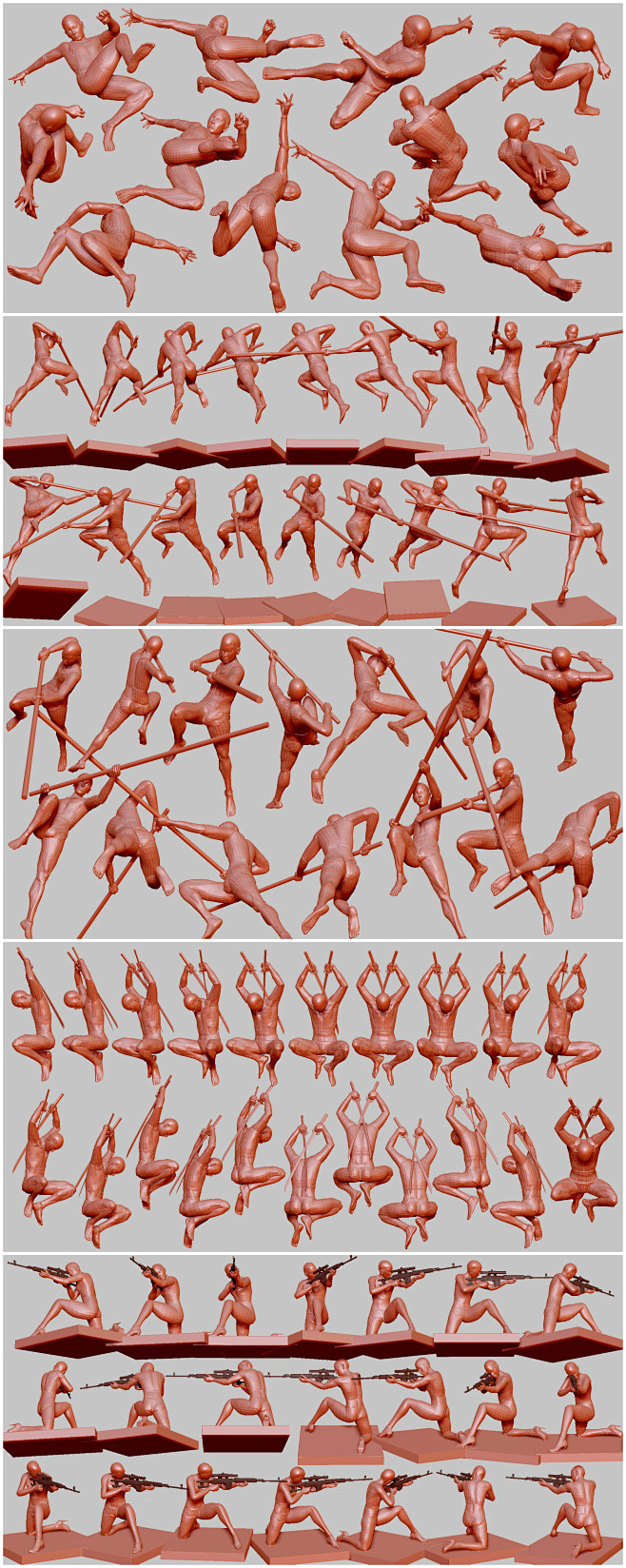 Zbrush人体动态姿势手势头像参考图片...