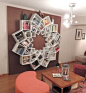 Beautiful mandala bookcase - just remember, your books will be better maintained if you set them upright, not on weird angles!: 
