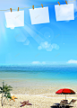 海南旅游海报背景 海星 海景 海鲜 美食 航班 雨伞 背景 设计图片 免费下载 页面网页 平面电商 创意素材